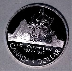 Ασημένιο Proof Canadian Dollar 1987
