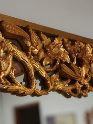 Handcrafted carved wooden mirror, 1m x 1.5m