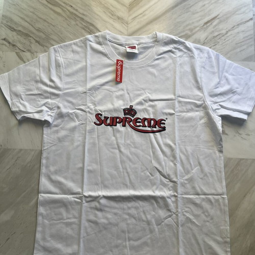 Supreme Crown T-shirt, size L, white and red