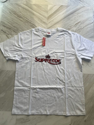 Supreme Crown T-shirt, size L, white and red