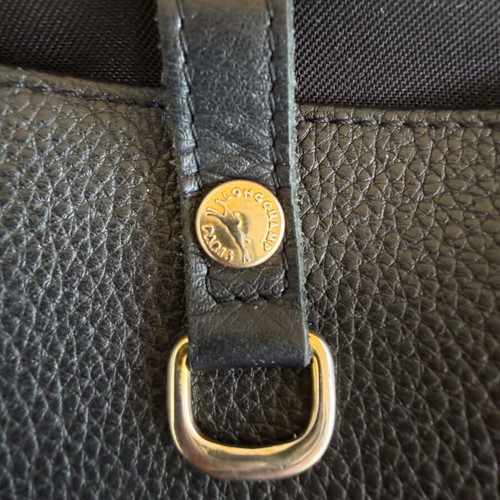 Longchamp vintage leather backpack used, black
