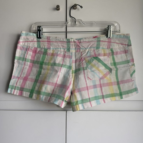 Vintage Y2K Plaid Summer Shorts used, size M, pastel checkered