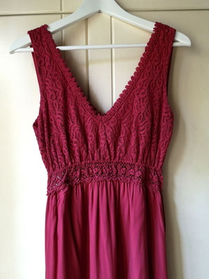 Maxi summer dress Attrattivo with crochet bust, like new, red, sizes S-M