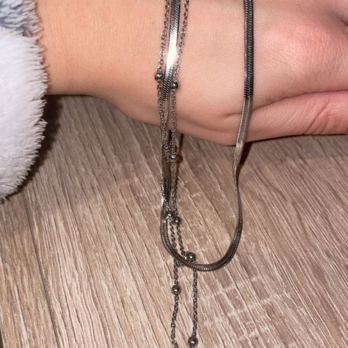 Silver double necklace new