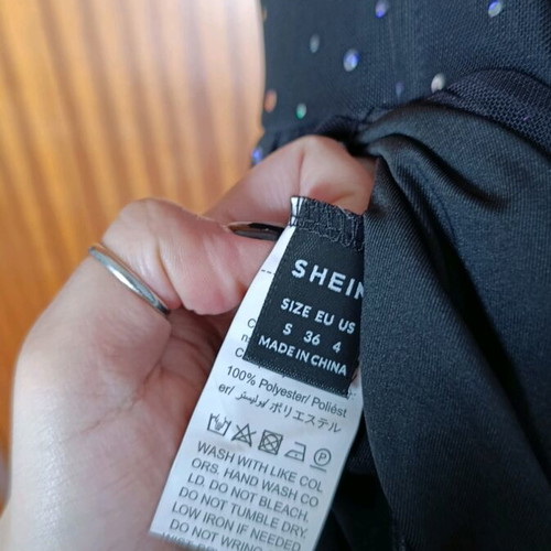 Shein black dress new, tulle straps with rhinestones