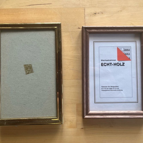 Set of small wooden and metal frames like new