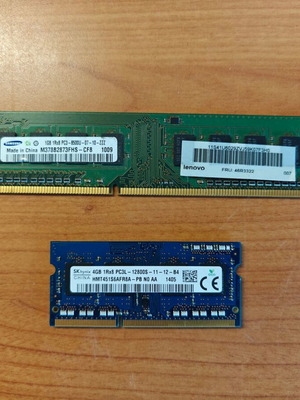 Samsung DIMM 1GB DDR3 and SKhynix SoDIMM 4GB DDR3 RAM memories like new