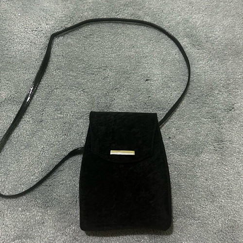 Black crossbody bag with leather and velvet like new, vintage