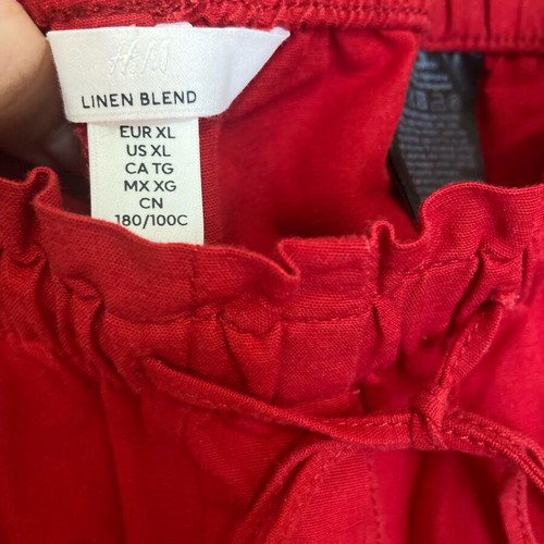 H&M linen shorts red size XL new