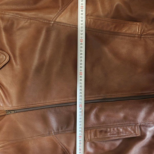 Men's brown leather jacket like new with zipper XL