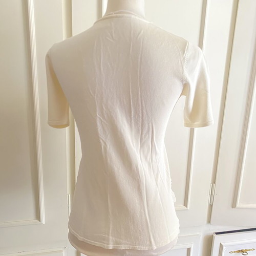 White Ivory Women's Knitted Top with 3D Floral Appliques, Like New, Size M