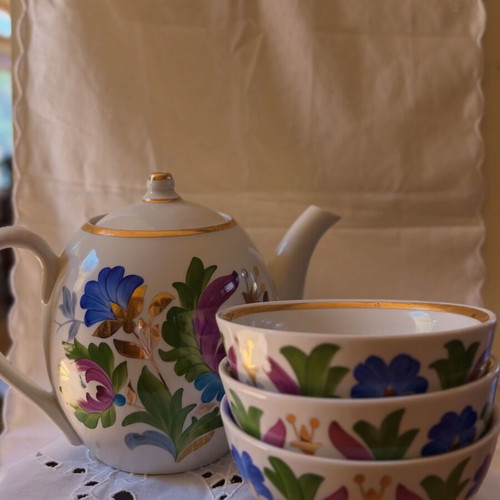 Vintage Soviet porcelain tea set from 1970s