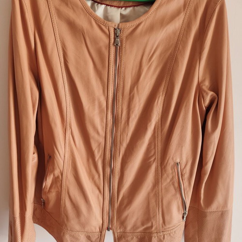 Heine leather jacket like new, peach color, size L
