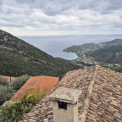 Traditional stone house in Arcadia with sea view and garden