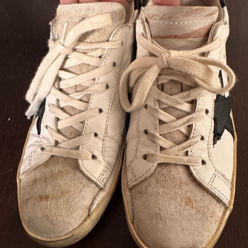 Golden Goose Superstar sneakers like new, black and white, pony skin detail