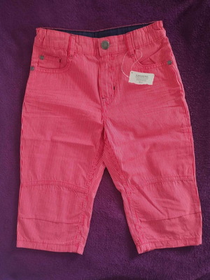 Children's striped pants red and white size 122, new