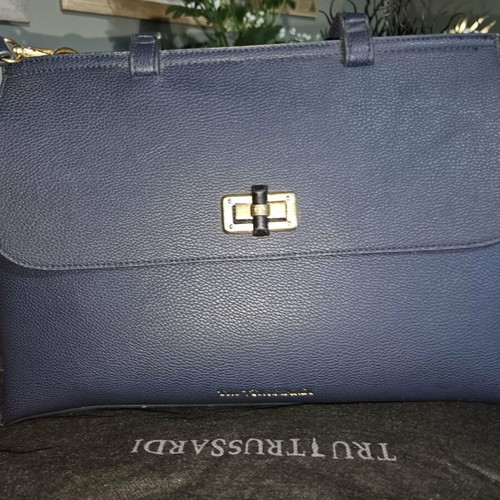 Trussardi large blue shoulder bag