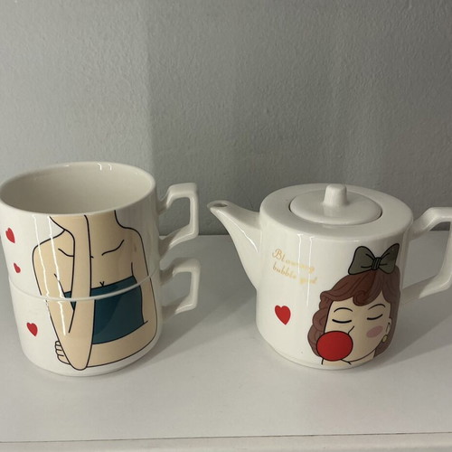 Teapot with Two Cups New Pop Art Design