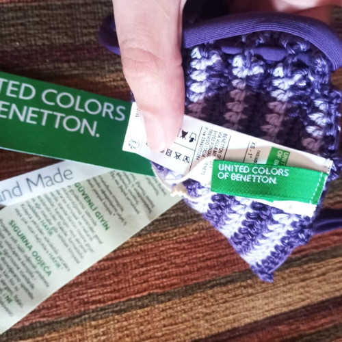 Benetton bikini set with crochet top new, purple, size XS