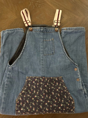 Zara denim overalls like new with floral pocket, size 104 cm