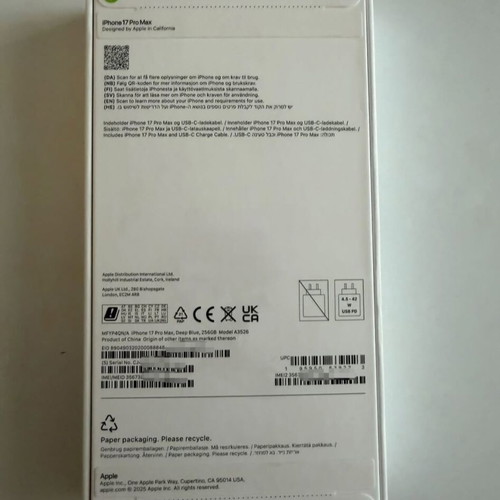 Apple iPhone 17 Pro Max 256GB Deep Blue sealed corporate device
