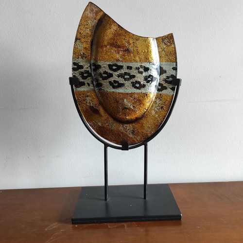 Art glass βάζο σε μεταλλική βάση σαν καινούργιο
