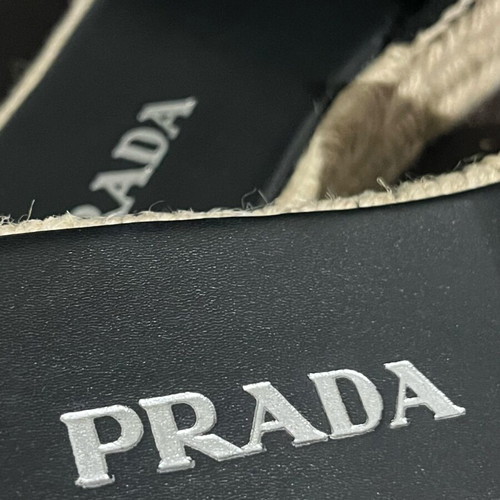 Prada Sandals Women’s Size 39 New Black Canvas Espadrille Platforms