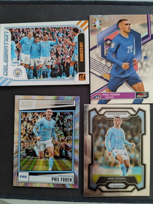 Phil Foden Panini & Topps Cards 4 Pieces Like New