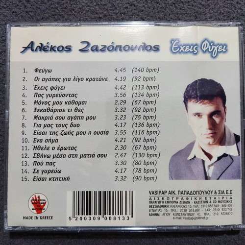 Alekos Zazopoulos Echeis Fygei CD, laiko