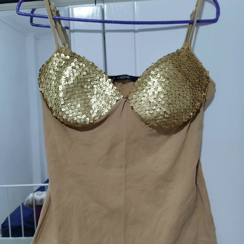 Evening blouse used gold with sequin bust size L
