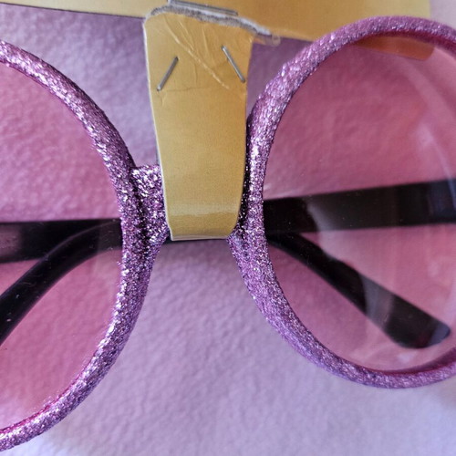 Funny glasses pink with glitter new