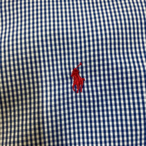 Ralph Lauren long sleeve shirt XL, white dark blue checked, red pony