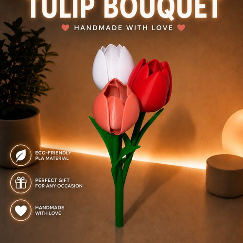 3D Printed Tulip Handmade Decor Gift