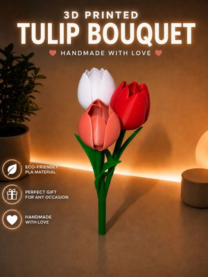 3D Printed Tulip Handmade Decor Gift