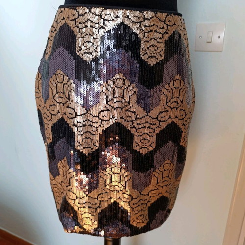 Miss Selfridge mini skirt with sequins, size M, like new, multicolor