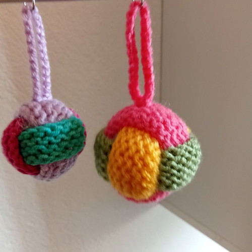 Knitted keychain balls handmade, pair, new