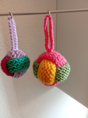 Knitted keychain balls handmade, pair, new