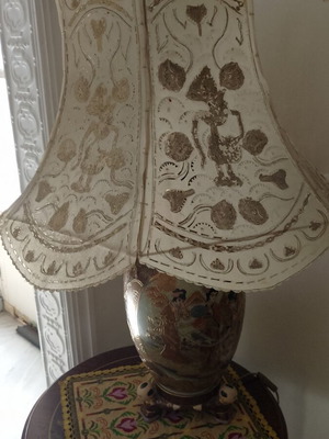 Vintage Satsuma Japanese porcelain table lamp