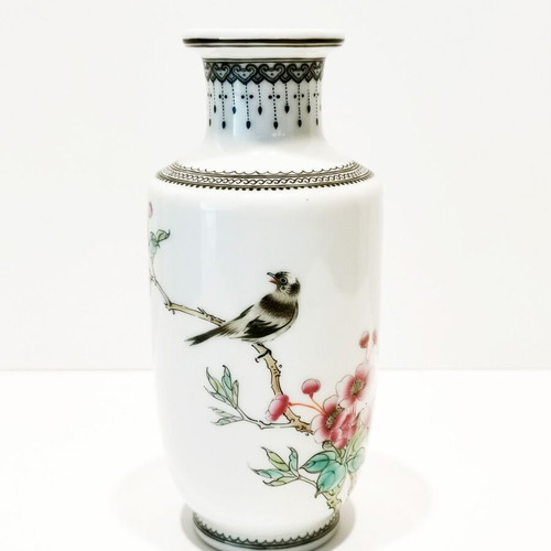 QING vase used, porcelain vintage Asian