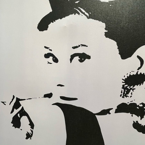 Woman painting used, Audrey Hepburn artwork 90x90