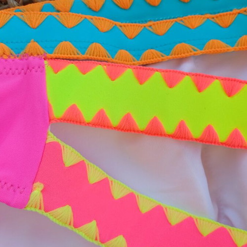 Shein bikini with high-waisted slip fluo, new, pink multicolor