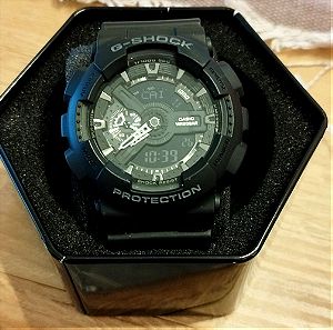 Casio G-Shock Ρολόι Χρονογράφος Μπαταρίας με Μαύρο Καουτσούκ Λουράκι GA-110-1BER