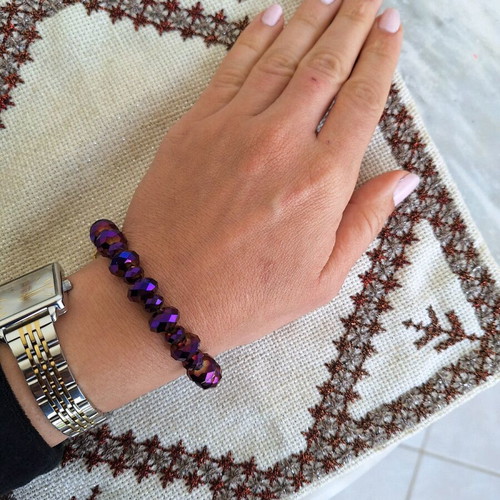 Bracelet new with purple crystals handmade