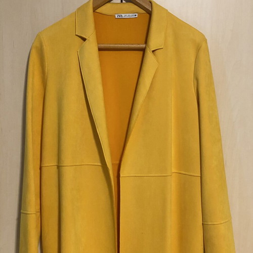 Zara yellow castor-effect coat, new