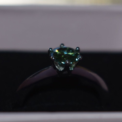 Silver Moissanite Solitaire Ring 1.00 Carat New With Certificate