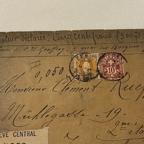 Rare 1890 Swiss postal cover with 5 red wax seals