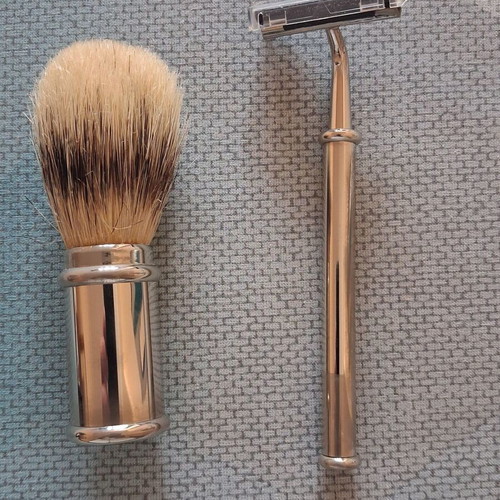 Vintage shaving set with silver hallmark new
