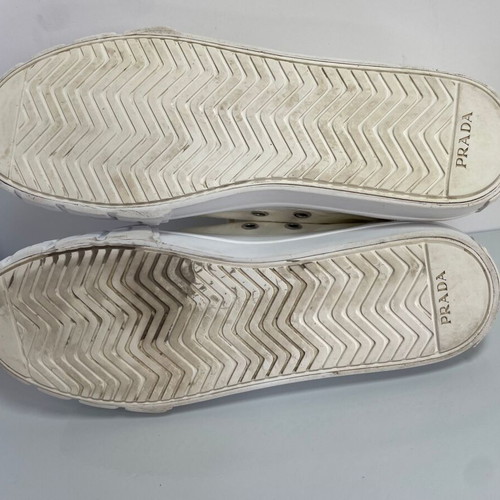 Prada leather Cassetta Wheel sneakers used, beige, size 38.5