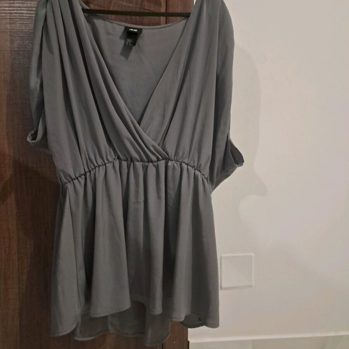 H&M crossover blouse like new, gray silver, size 44