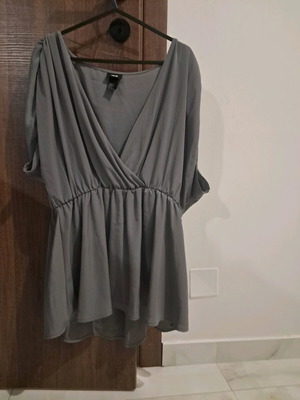 H&M crossover blouse like new, gray silver, size 44